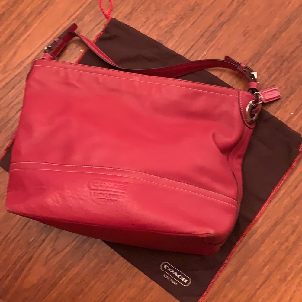 Coach Red Leather Hobo shoulder bag